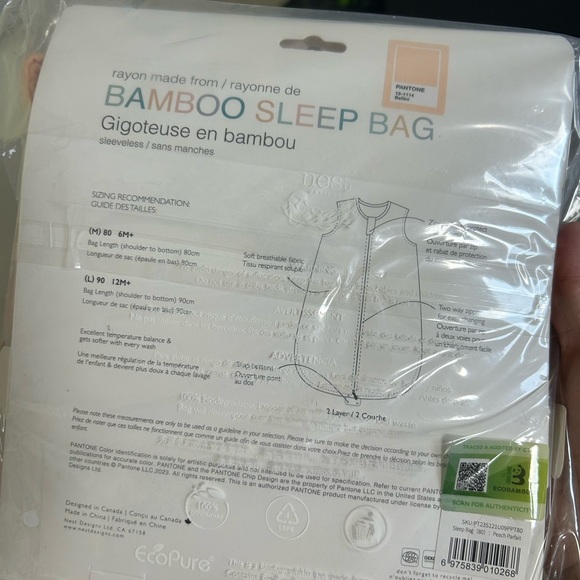 Nest designs bamboo sleeveless sleep bag 0.5 TOG size (M) 80 6M+ Brand new - Picture 3 of 4